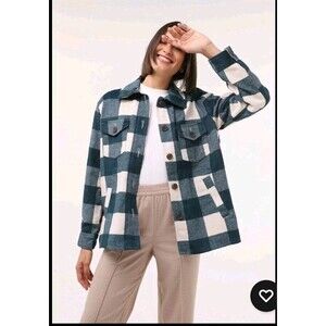 Gap Plaid Shirt Jacket Shacket Size Medium Green Plaid
